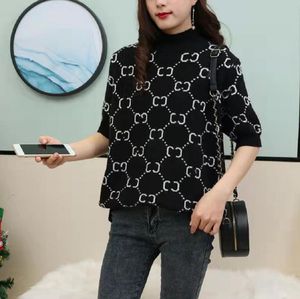 luxury clothes womens sweater for woman designer sweaters casual knit contrast color Short Sleeve autumn fashion Brand Top ladies collar cotton