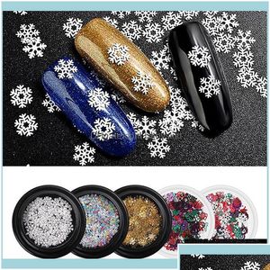 Nail Glitter Nail Art Salon Health Beautynail Glitter Christmas Snowflake Holographicss Sequins Glitters Gold Metal Slices Drop Deli Dhirp