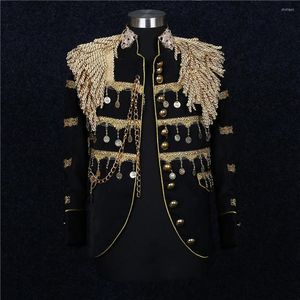 Herrdr￤kter lyxiga Royal Blue Tassel Blazer Jacket M￤n 4 F￤rg Blazers Mens Nightclub Stage Singers Custmes