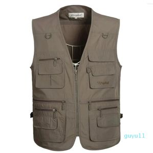 Men's Vests Work Vest Mens Fishing Camping Quick-Drying Sleeveless Jacket Outdoor Male