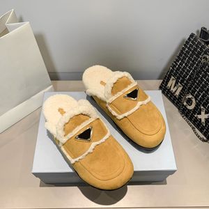 Kvinnor Vinter Ulltofflor Tjockbottnad fuskpäls Lurig Fluffig Slides Halv Loafer Flip Flop Botten Molnbust Trendiga sandaler Enfärgad plysch