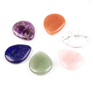 Pendant Necklaces Natural Pink Crystal Tiger Eye Stone Lapis Lazuli Water Drop Charms Pendants For Jewelry Making