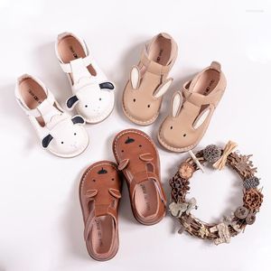 Flat Shoes 2022 Spring Children Genuine Leather High Quality Cute Animal Kids Boots Girls Sandals Princess Soft Bottom