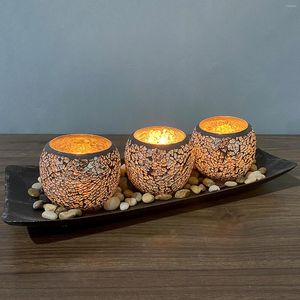 Candle Holders 3pcs Glass Hollow Lantern Holder Set Tea Light Romantic Home El Decoration Ornaments Candlestick