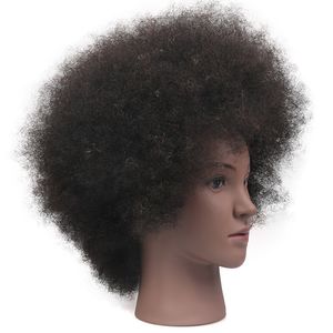 Afro Full Human Hair Mannequin Head Mold Mold Hair Practice Black Dummy African