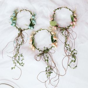 Decorative Flowers Wedding Floral Crown Headband Adjustable Wreath Hair Bands Flower Bridal Hoop Women Accessories Headdress Party