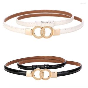 Belts Quality Cow Skin Leather Waistbands Thin All Match Gold Circle Hook Buckle Belt Decoration Leisure Suture For Women