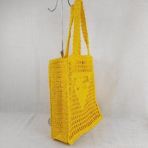 Totes Handmade Straw Bag Travel Beach Fishing Mesh Woven Female Pastoral Style Weaving Hollow Shoulder