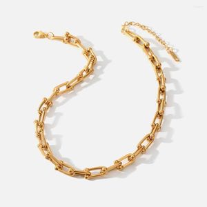 Chains Stainless Steel Chain Necklace Golden Metal Texture 18 K Plated Fashion Waterproof Jewelry Bijoux Femme Girls Gift