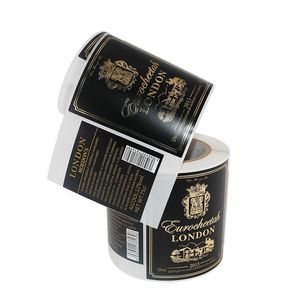 Aangepast Black en Gold Foil Label Pakket Wijn Lijmstickers Roll Golden Stamping Front Back Side Labels268G