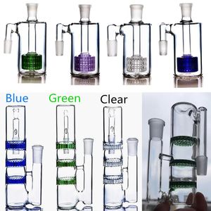 Blue Matrix Perc Ashcatchers för vattenpipa bongs lila honungskaka duschhuvudglasrör återvattnar vatten dab riggar is catcher rökning tillbehör