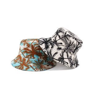 Beanie Skull Caps New Unisex Fashion Summer Black White Coconut Tree Printed Fisherman CS Bucket Hats Gorros Outdoor Men Women Panama Gift J221010