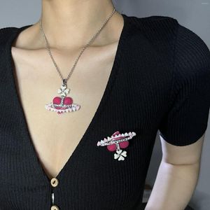 Łańcuchy egirl słodki fajny naszyjnik różowy brzoskwini wisiorek mody biżuteria broszka urocza kreatywna geometryczna akcesoria vintage s