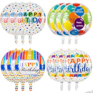 Decorazione per feste Decorazione per feste Grandi palloncini colorati di buon compleanno 4D con palloncino in mylar a forma rotonda da 22 pollici per baby shower Rai Dhxbx