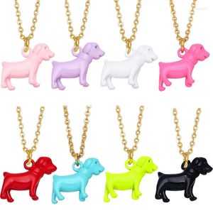 Anhänger Halsketten Y2K Schöne Cartoon Kleine Hund Halskette Gelb/Rosa/Schwarz Emaille Tropfen Öl Choker Für Teenager Frauen glücklich Schmuck Geschenke