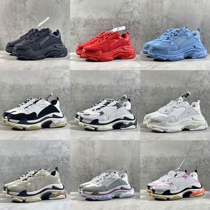 Men's and women's casual shoes top triple-s 17FW Paris light blue pastel black gray white pink orange multicolor upscale men's dad brand sneakers 2022