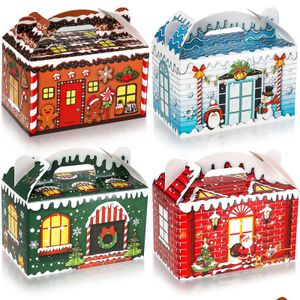 Рождественские украшения рождественские украшения 3D угощение коробки Goody Candy Sacks Santa Elf Snowman Gingerbread Рождественский картон подарок повар dhqre