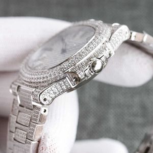 손목 시계 손목 시계 다이아몬드 시계 남성 시계 자동 기계식 손목 시계 40mm 얼룩 스틸 스트랩 사파이어 생명 방수