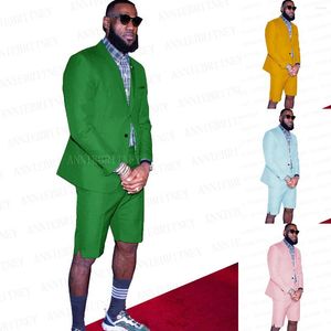 Men's Suits 2022 Latest Designs Green Summer Men Suit With Shorts 2 Pieces Custom Slim Fit Casual Grey Dinner Dress Tuxedo Blazer Pants Set