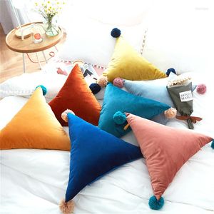 Pillow Nordic Triangle Hanging Ball Creative Velvet Home Sofa Bed Head Back With Core Pillows50 50