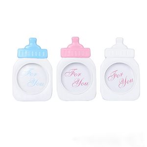 50PCS Baby Shower Favors Classic Blue Baby Bottle Cornice per foto Decorazioni per feste di compleanno Portacarte 3 colori disponibili