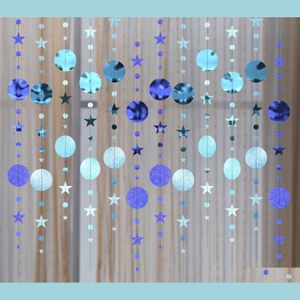 Decorazione per feste Decorazione per feste Glitter Blu Cerchio Punti Ghirlanda di carta Decorazioni Set Polka Appeso Streamer String Bunting Banner Dhidv