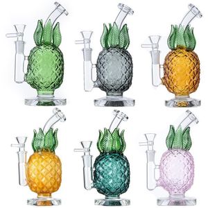 Hookah Rainbow Pineapple Bong Pipe Thick Glass Bongs Recycler Heady Dab Oil Rigs Bubbler Water Pipes Wax Rig Smoking Hookah 14mm Bowl