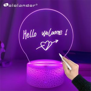 Bacheca per appunti creativa luce notturna a led USB messaggio vacanza con penna regalo per bambini lampade decorative per fidanzata 220429