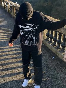 Herrtröjor män tröja överdimensionerad goic stickad harajuku hiphop koreansk mode långärmad topp topp vintage jumpers pullover vinter y2k cloes g221018