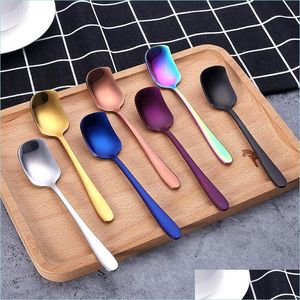 Cucchiai Moda Acciaio inossidabile Cucchiaio per gelato Cucchiaio lucido Colorf Cucchiai per bere Posate occidentali Gadget da cucina 4 5Xc E1 Drop Deli Dhkaw