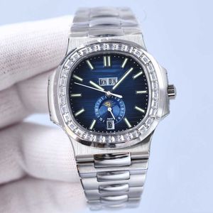 Armbanduhr Herrenuhr und mechanische Automatikuhr Diamant-Armbanduhr 40 mm Saphir-Edelstahlarmband Wasserdicht Dign Multifunktions-Armbanduhr