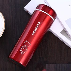 Mugs Creative Cartoon Animal Stainless Steel Tumbler Simple Student Gift Insation Cup 350Ml Children Sport Water Bottle 6 5Zx Ww Dro Dhpol