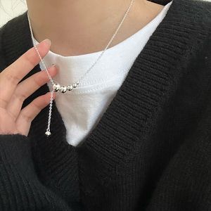 925 Chain de mi￧anga de prata 925 Colar de pendente de pendente simples estilo clav￭cula Chain Clavicle Woman Birthday Gift Jewelry