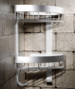 Bathroom Shelves Dual Tier Holder Metal Wall Mount Shower Corner Shelf Towel Hook Storage Accessories Toilet Rack 2525