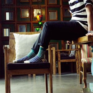 Men's Socks Men Cotton Antibacterial Leisure Comfortable Breathable Striped Sporting Business Crew Male Calcetines Meias Dropship