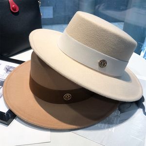 Wide Brim Hats Bucket Hats shiny classic 100 wool felt hat fabric brim high crown white snow leather female fedora