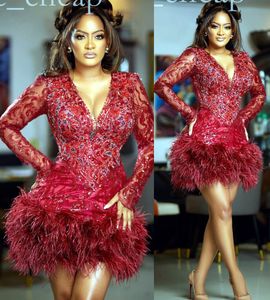 2022 ￁rabe Aso Ebi Borgonha Mermaid Prom Vestidos