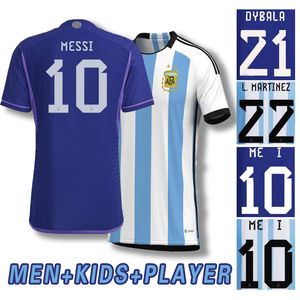 2022 National Argentina Soccer Jerseys Lionel Jersey Fans Player Version 23 Di Maria Dybala Lo Celso Maradona de Paul Football Shirt Men Women Kid Kit Uniforms