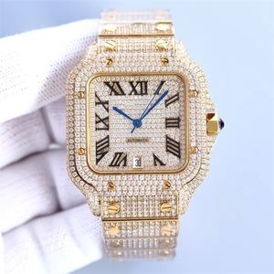 Diamond Watch Mens Watch Mekanik Hareket Saatleri Safir Anti-Çizelge Lens 316L İnce Çelik Kılıf Kayışı 40mm Katlama Toka 013