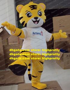 Fancy Yellow King Tiger Mascot Costume Mascotte Tigerkin Tigris Regalis Tigger Con T-Shirt Bianca Coda Lunga No.1400 Nave Libera