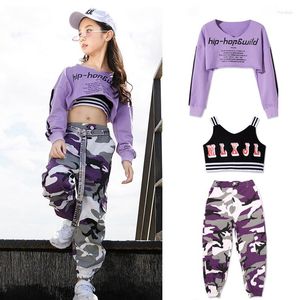 Bühnenkleidung Mädchen Jazz Street Dance Kinder Hip Hop Kleidung Kostüm Kinder Leopard Hosen Set Ballsaal Dancewear Rave Kleidung DN2616