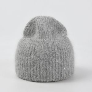 Beanieskull Caps Women's Hat Angora Real Rabbit Beanie Soft Case Keep Warm Men's Cap paljetter Sticked Female Solid Knit Winter Hatts for Girls 221019