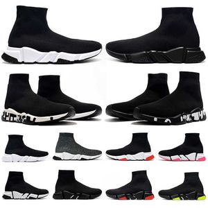 Trenerzy Dr męskie buty sportowe trampki Triple Black White Hoded Neon Graffiti Fashion Sock Men Men Size Size 36-45