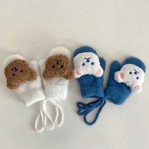 Acessórios para o cabelo inverno 0-4 anos desenhos animados urso bebê luvas quentes crianças menina luvas de malha crianças criança grossa dentição luvas Handschoen