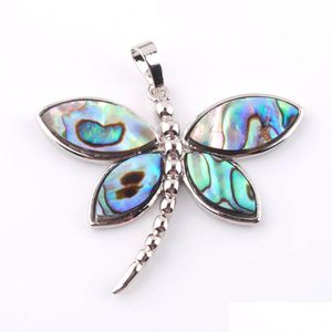 Naszyjniki wiszące wojiaer naturalny kolor nowozelandzki abalone skorupa perłowa naszyjnik wisiorek boho dragonfly koraliki kobiety biżuteria dhig8