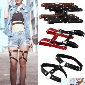 Chokers Harajuku Goth Punk Street Nightclub Sexy Hard Girl Loves Leather Round Thigh Ring Foot Double Row Garter Belt Drop Delivery Dh3Gv