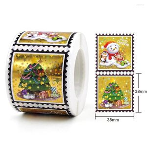 Envoltura de regalo 50-300 unids Feliz Navidad Pegatinas Etiquetas de sello de bronceado para bricolaje Paquete de horneado Sobre Papelería Decoración