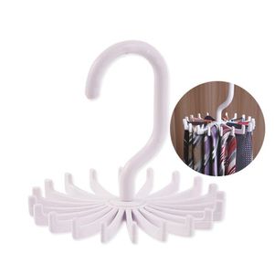 Plastic Rotating Tie Rack Hanger Holder 20 Hooks Clostet Clothing Rack Hanging Necktie Belt Shelves Wardrobe Organizer White SN4221