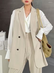 Women's Trench Coats Oeuvrey Womens Long Single Breasted Relaxed Fit Vest Casual Notched Oversize Blazer Jacket With Pockets