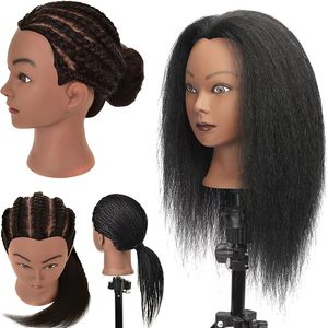 Cabeça de manequim pele negra modelo cabeça trançada dreadlocks prática